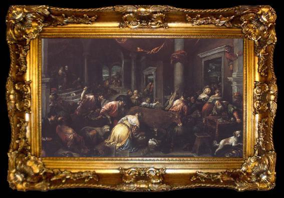 framed  Jacopo Bassano Christ Driving the Traders from the Temple, ta009-2